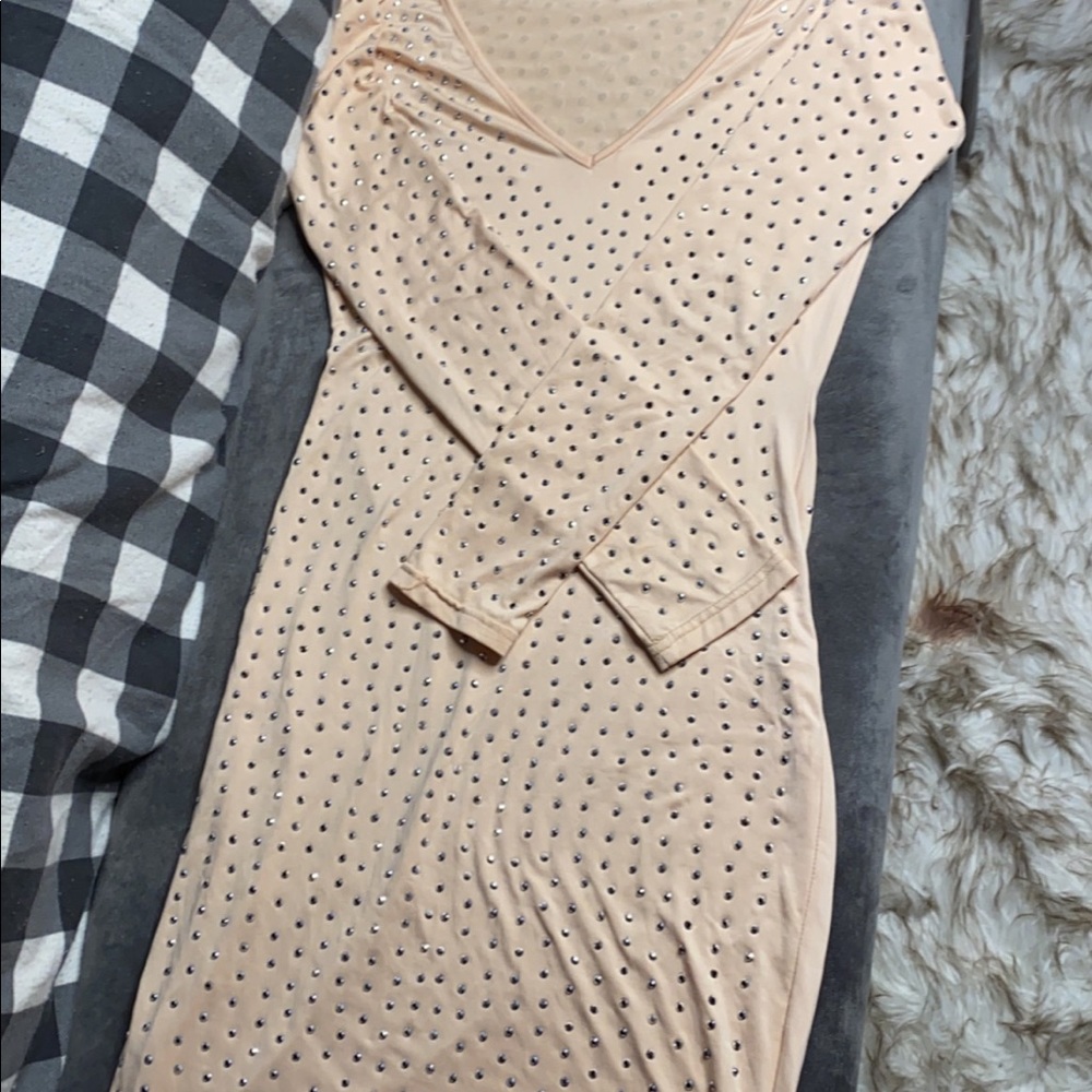 Worn once Bedazzled nude dress
